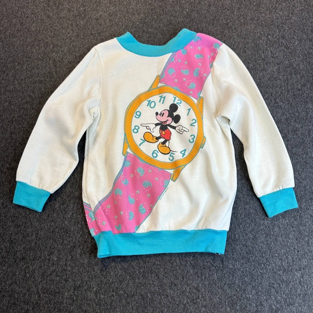 Vintage Disney Jog Togs Mickey Mouse Watch Graphic Sweatshirt USA Made 6X Large - Picture 2 of 16